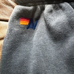 Aviator Nation Gray Sweatpants with Rainbow Logo